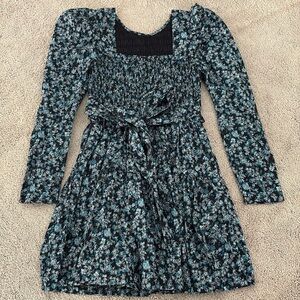 &merci Small Rochelle Floral Blue Dress Smocked NWT